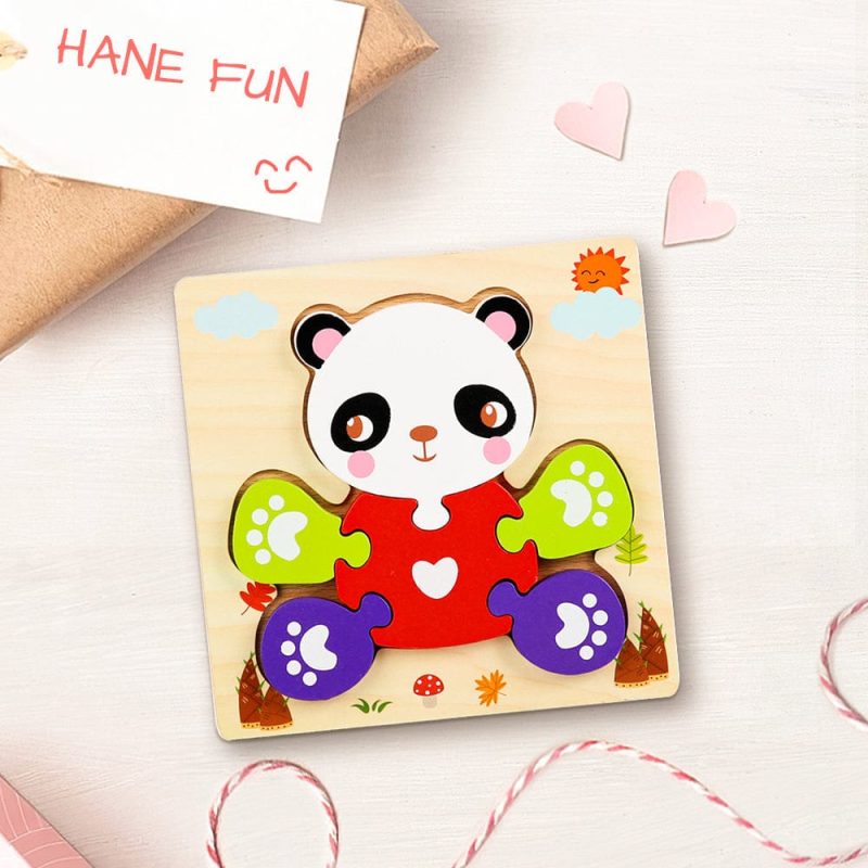Wooden 3D Jigsaw Puzzle Panda Shape Puzzles Educational Learning Montessori Toys for Toddlers
