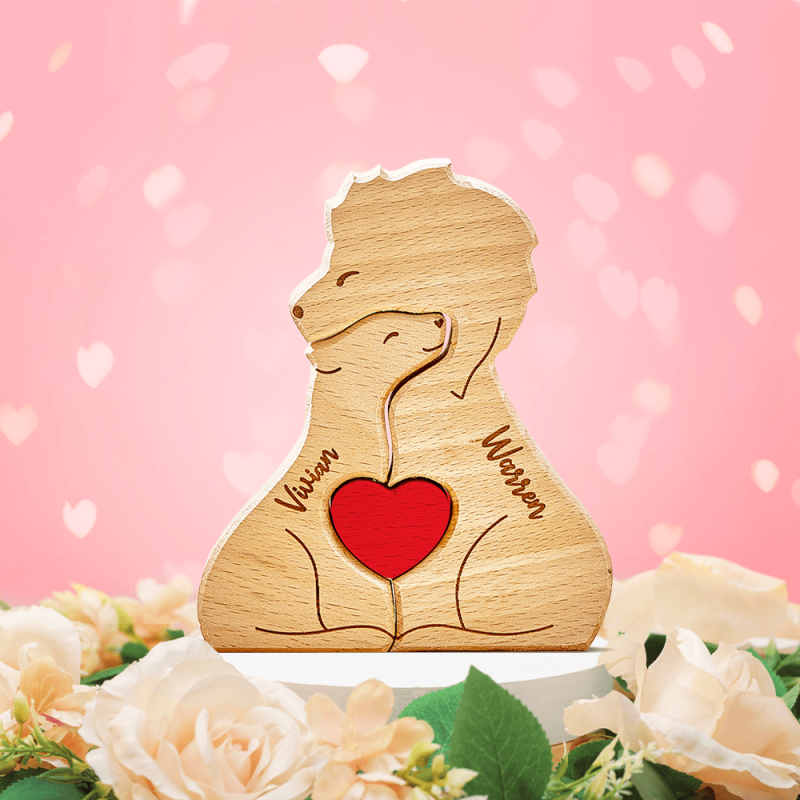 Valentine’s Day Gifts Personalized Wooden Lions Custom Family Member Names Puzzle Home Decor Gifts