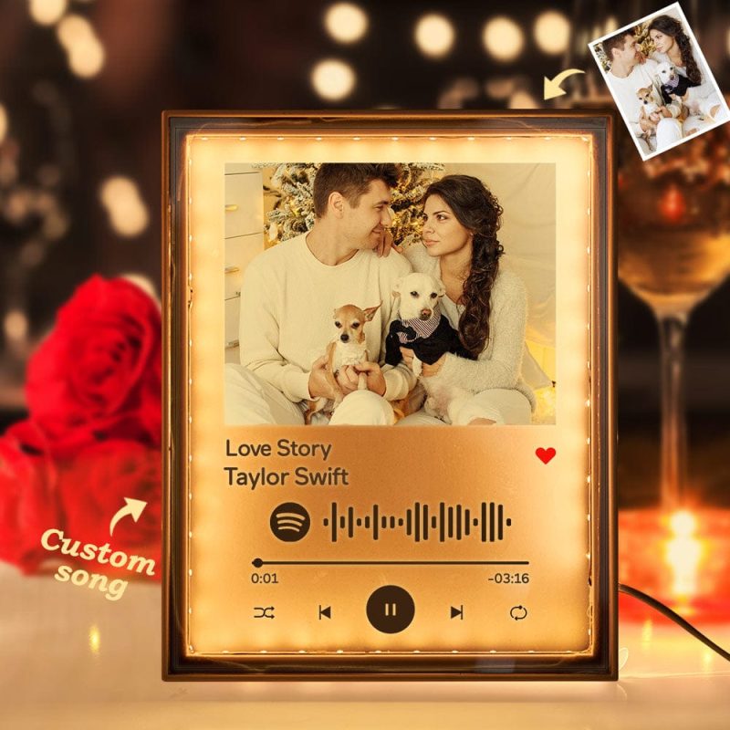 Valentine’s Day Gift Song Plaque Custom Music Code Night Light Mirror Music Home Gifts