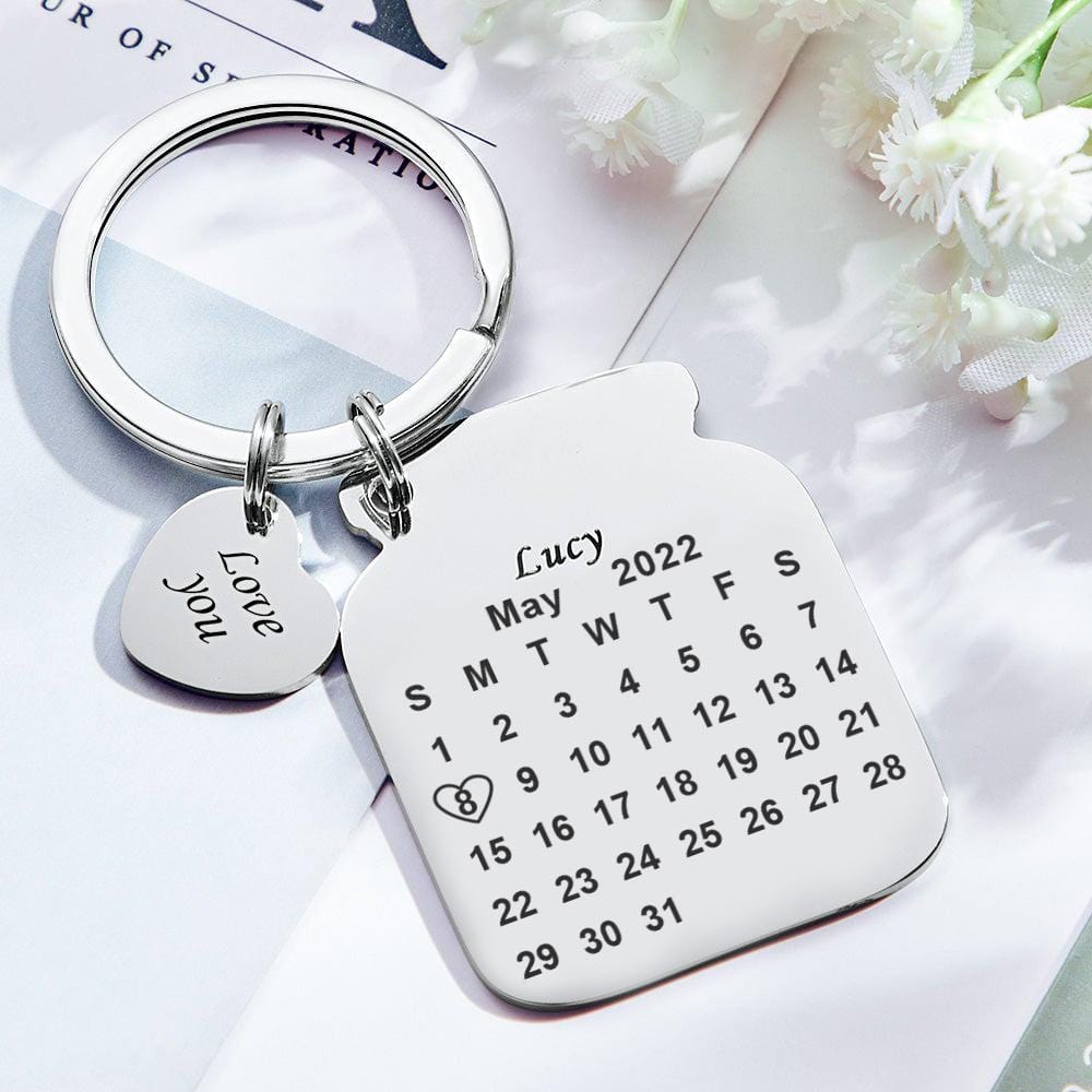 Custom Engraved Bottle Calendar Keychain Save The Date Keychain Mother's Day Gift - Image 2