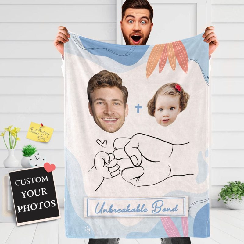 Custom Face Blanket Personalized Blanket for Dad Unbreakable Bond Between Father and Daughter