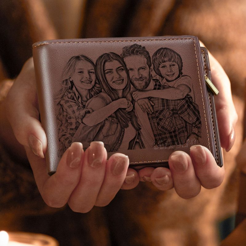 Photo Engraved Wallet Custom Men’s Leather Wallet Gifts For Men