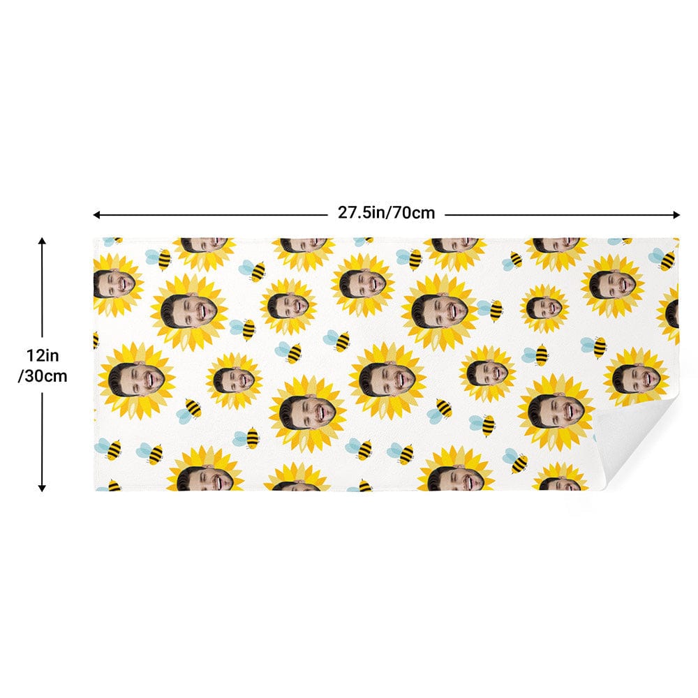 Custom Face Towel White Sunflower Towel Funny Gifts for Him - Image 2