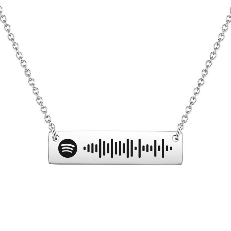 Spotify Necklace Personalized Bar Necklace Music Code Necklace Valentine’s Day Gift