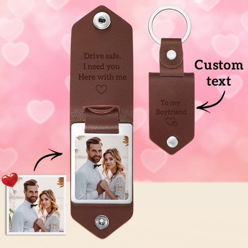 Custom Engraved Leather Keychain for Couples – Celebrate Your Journey Together for Anniversary