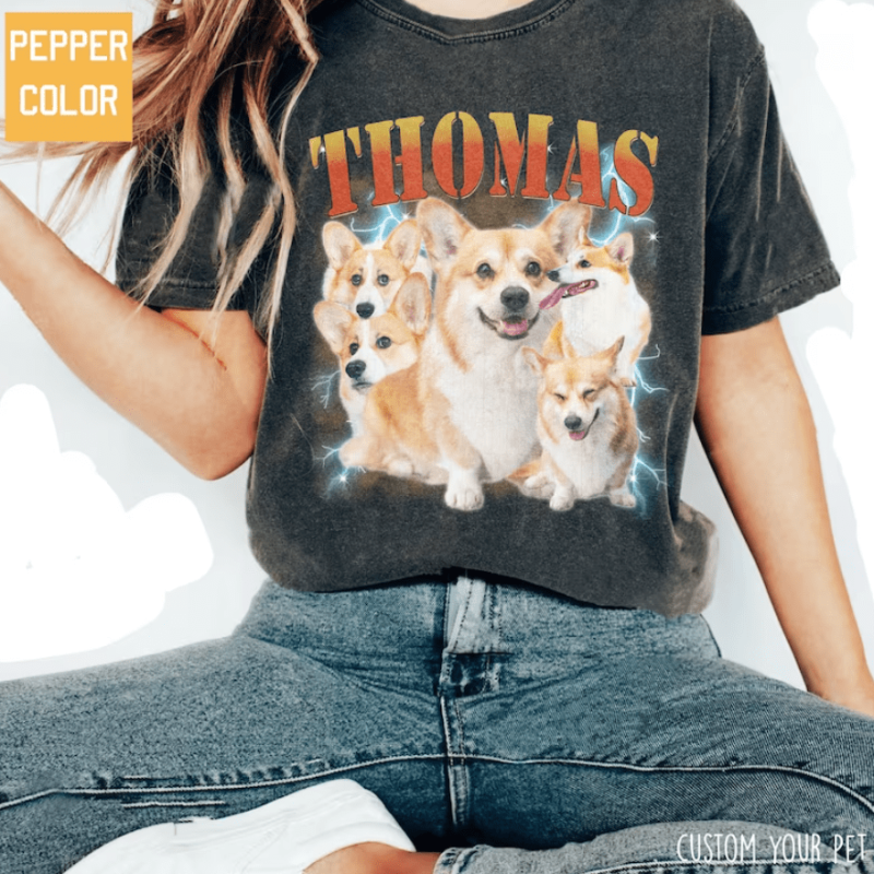 Custom Photo Vintage Tee Personalized Name T-shirt Pet Lover
