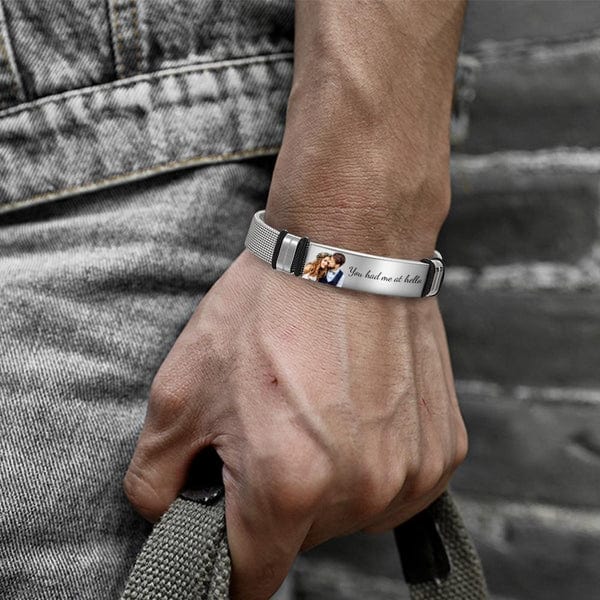 Custom Photo And Engraved Stainless Steel Bracelet Best Something New Gift for Wedding Day - Image 2
