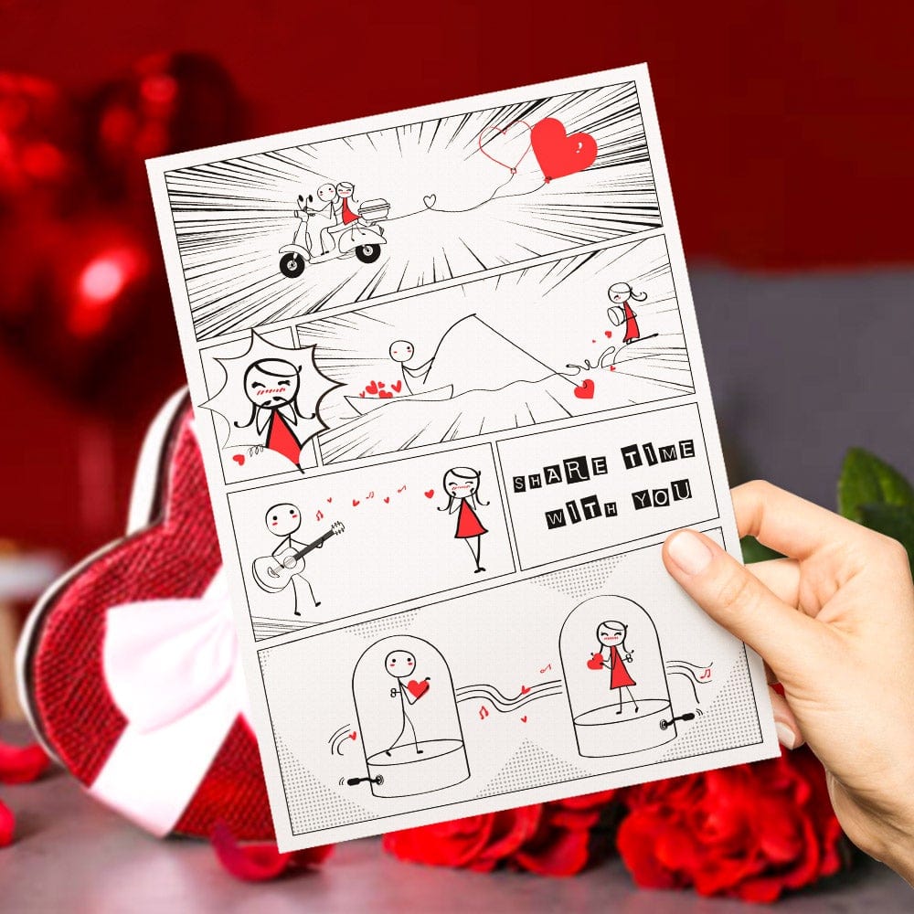 Custom Valentine's Card Boy Meet Girl Card Comic Greeting Card Anniversary Card