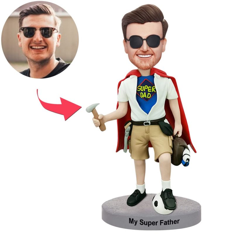 Fathers Day Bobblehead Custom Bobblehead with Engraved Text Fathers Day Gifts – SuperDad