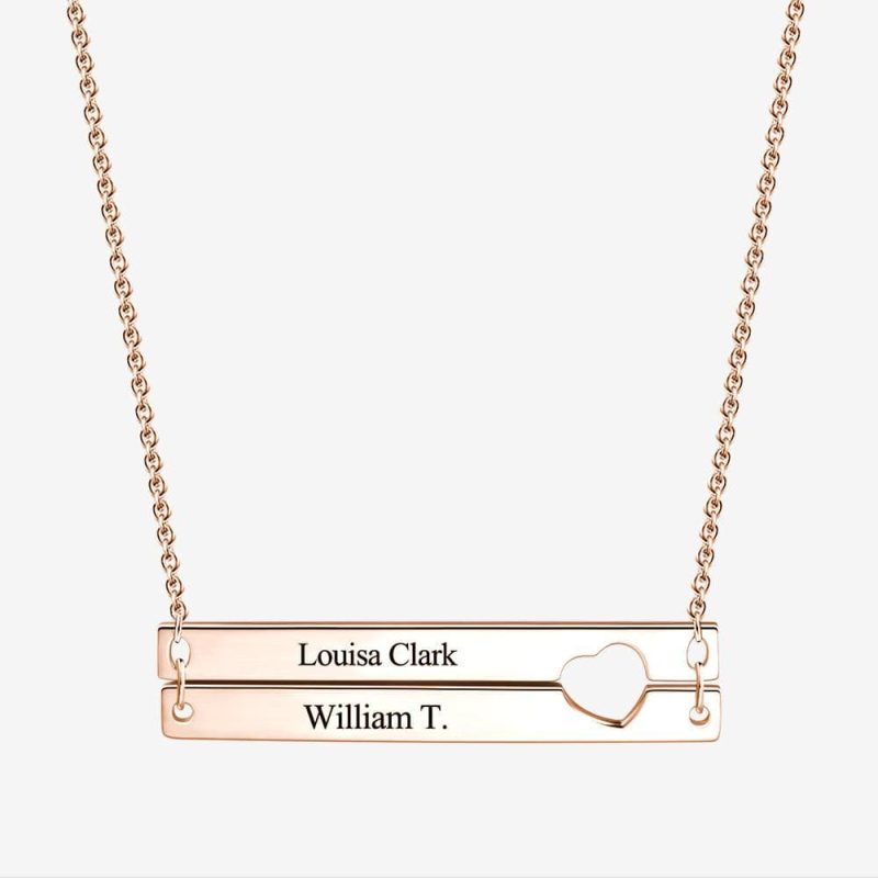 Best Friend Anniversary Gifts Double Bar Necklace with Name