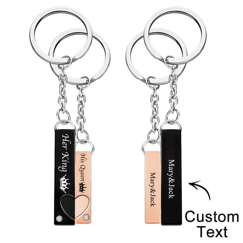 Custom Engraved Couple Keychain Creative Crown Fashion Gifts