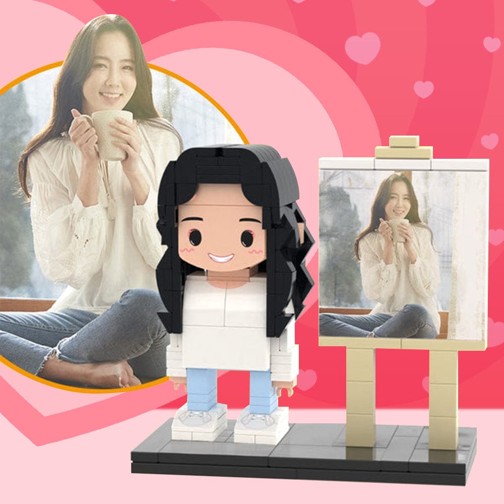 Full Body Custom 1 Person Brick Figures Custom Brick Figures with Frame Small Particle Block Toy Gifts for Girlfriend