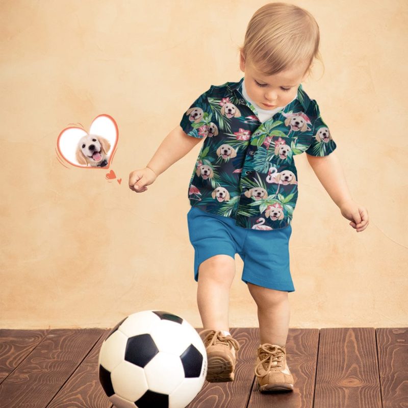 Custom Face Shirt Kid’s Hawaiian Shirt Flamingo Flower