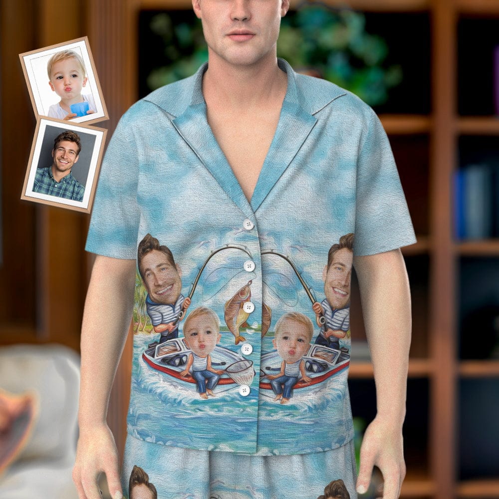 Custom Photo Pajamas Dad and Son Fishing Pajamas Set Personalized Father's Day Gift - Image 2