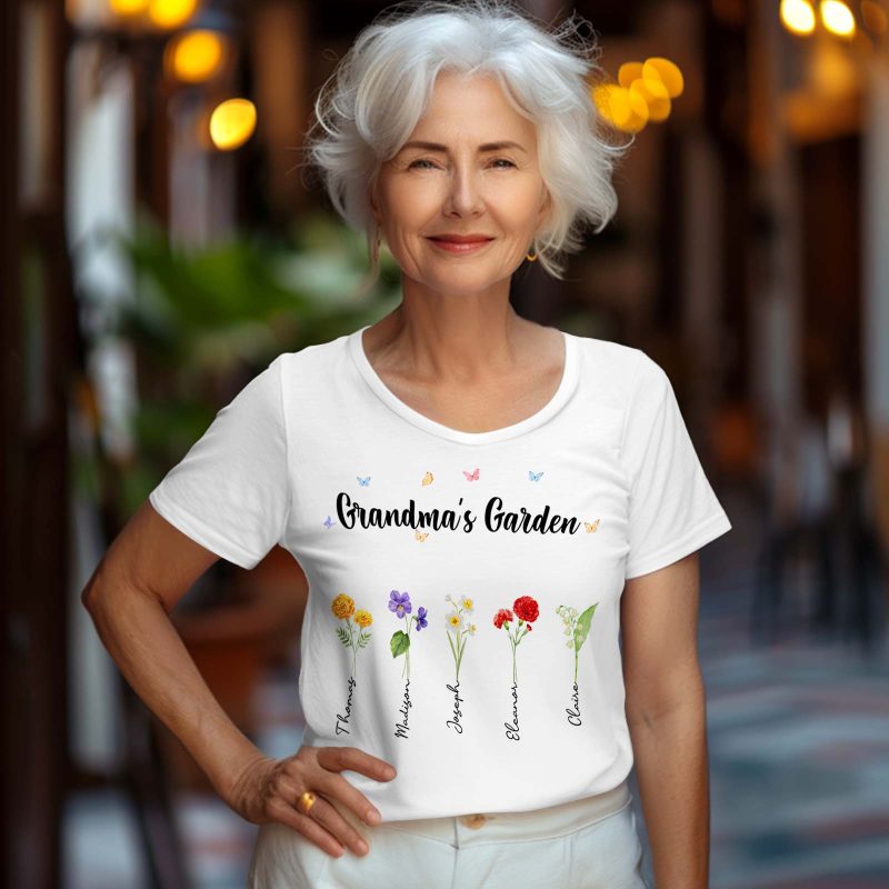 Custom Grandma’s Garden T-Shirts Personalized Birth Flower Mother’s Day Shirts Mother’s Day Gift