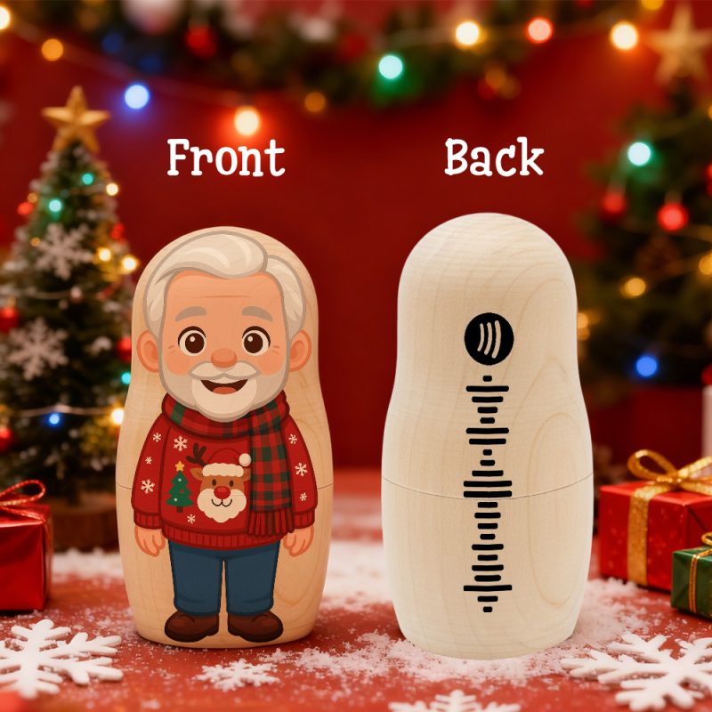 Personalized Portrait Nesting Doll Custom Photo & Spotify Music Portrait Cartoon Style Gift Family Christmas Gift – soufeeluk