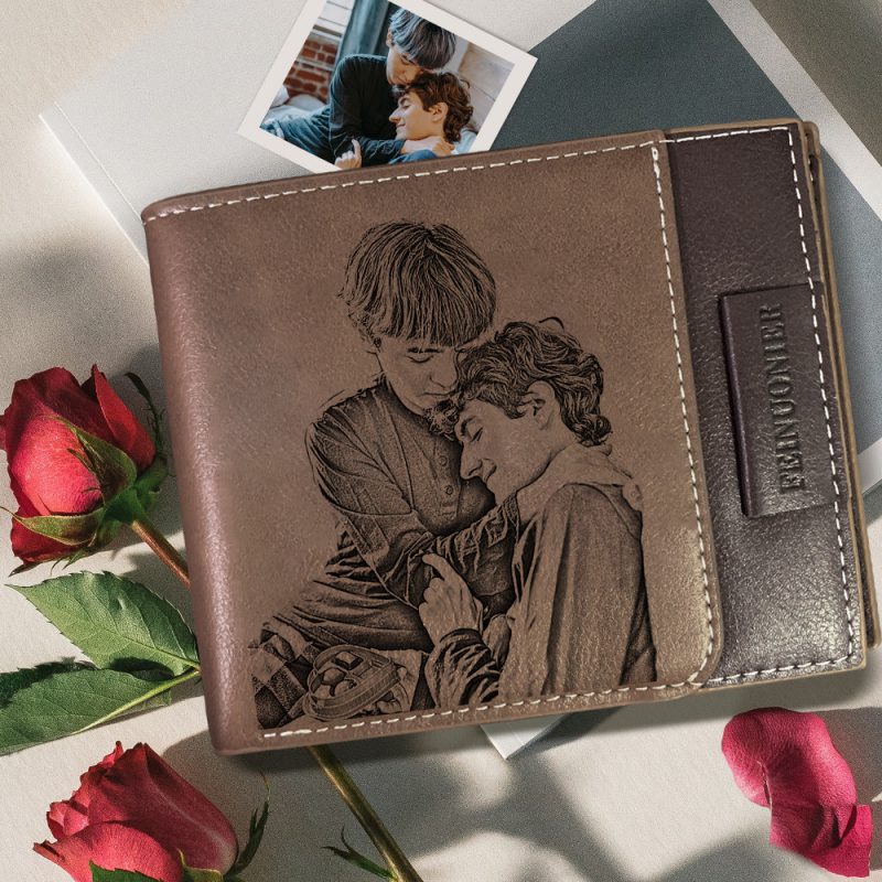 Custom Photo Engraved Short Wallet RFID Blocking Wallet Gifts For LGBT