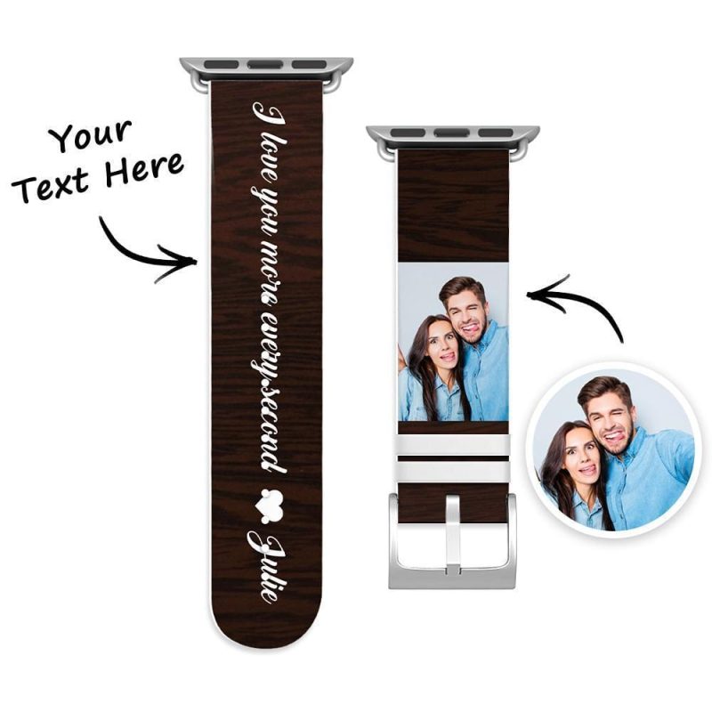 GiftLAB Personalized Apple Watch Band Photo Engraved Apple Watch Band Valentine’s Gifts for Boyfriend