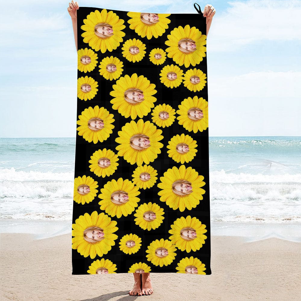 Photo Towel Custom Beach Towel Funny Gift For Girlfriend-Sunflower Towel - Image 2