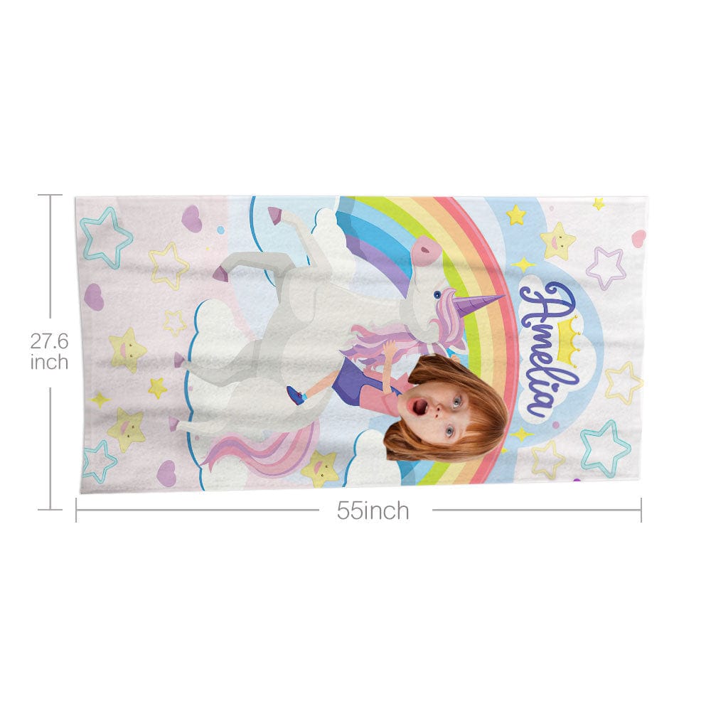 Custom Face Beach Towel Personalized Unicorn Beach Towel Funny Gift for Summer - Image 3