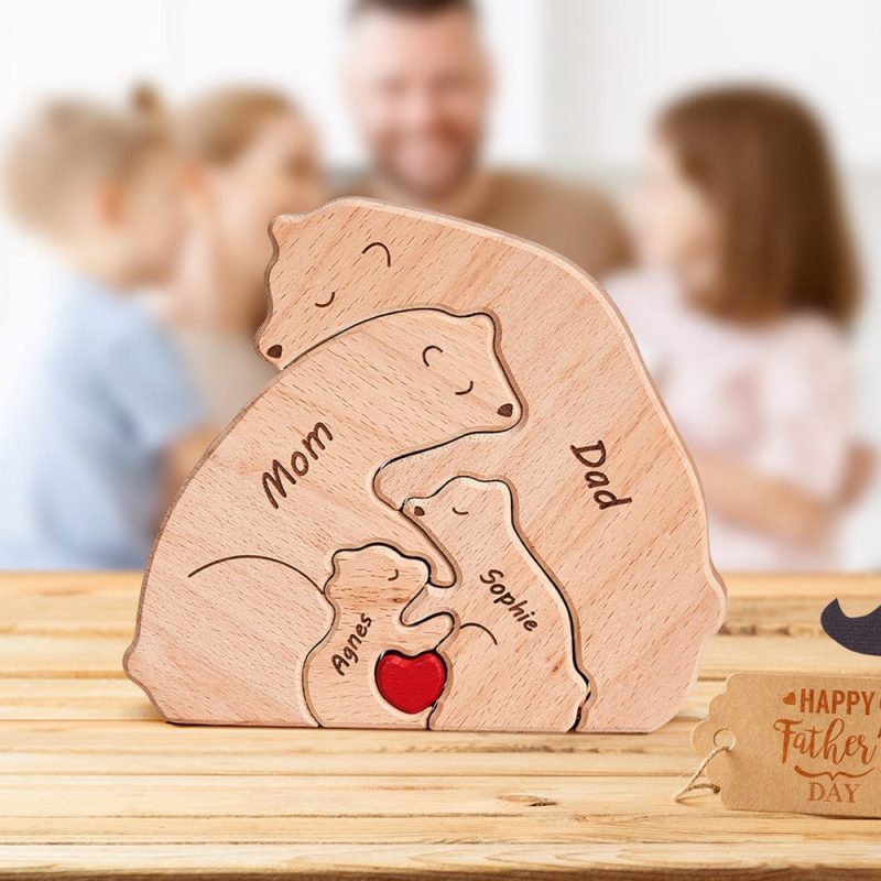 Custom Names Wooden Bears Family Puzzle for Dad – A Symbol of Family Unity for Father’s Day