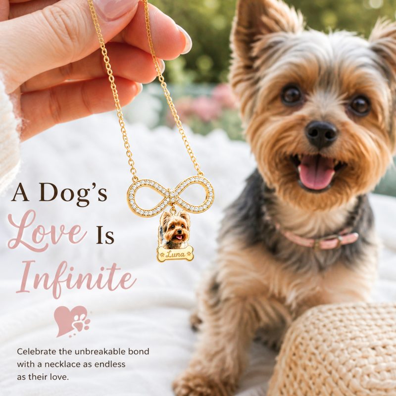 Custom Pet Photo Infinity Necklace Personalized Dog Bone Name Pendant Necklace With Zirconencrusted Infinity Charm Customized Memorial Jewelry Gift For Dog Mom Pet Lovers 7