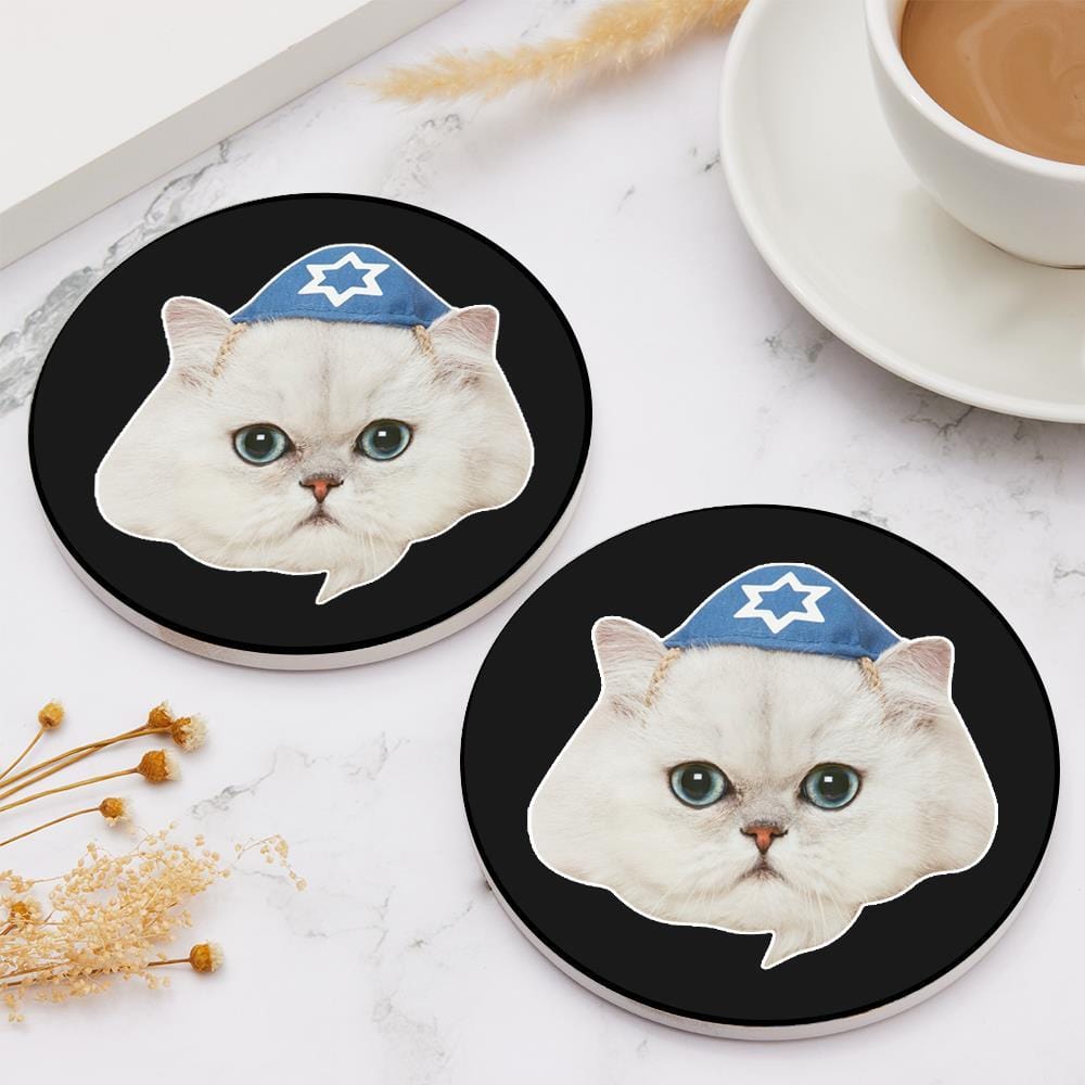 Personalized Coaster Gift For Cat Owner - Round