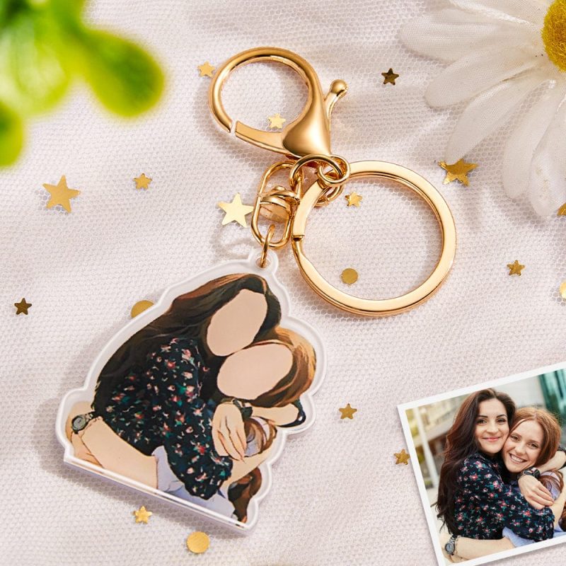 Custom Portrait Keychain Faceless Portrait Personalized Portrait Keyring Anniversary Gift Friendship Keyring