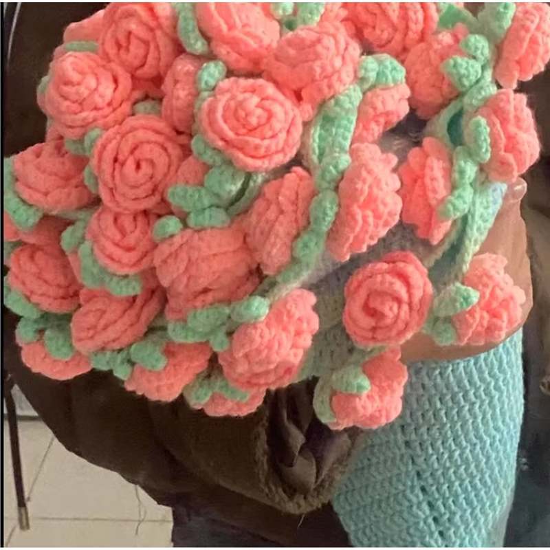 Hand-Knitted Rose Blanket Bouquet Blanket Diy Material Package Hand-Woven Flower Blanket Gift For Her – soufeeluk