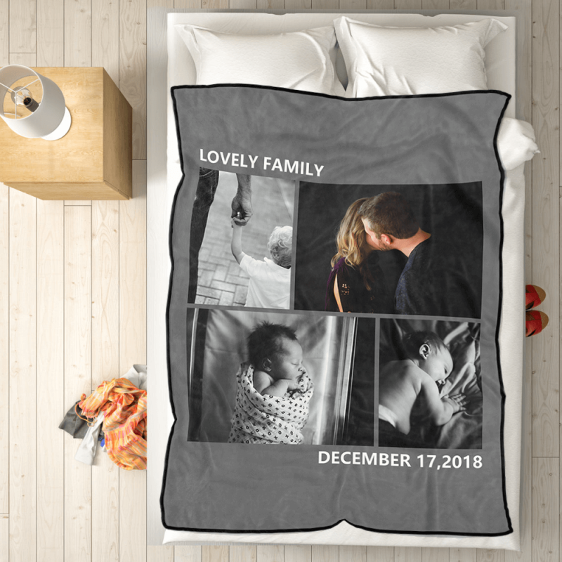 Sympathy Gift Custom Photo Blanket with 4 Photos