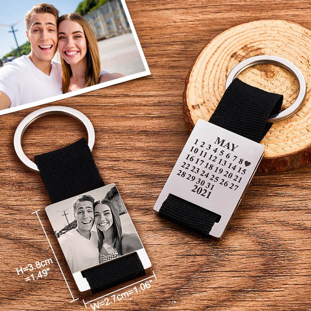 Custom Calendar Keychain Custom Photo Keychain Gifts For Couples Valentines Day Gifts - Image 2
