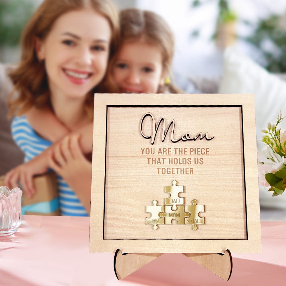 You Are the Piece That Holds Us Together Personalized Mom Puzzle Plaque Mother's Day Gift - Image 2
