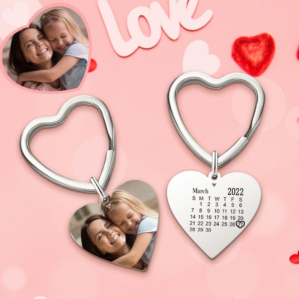 Mothers Day Keychain Calendar Keychain Engraved Keychain Gifts for Mom with Heart Mother‘s Day Gifts