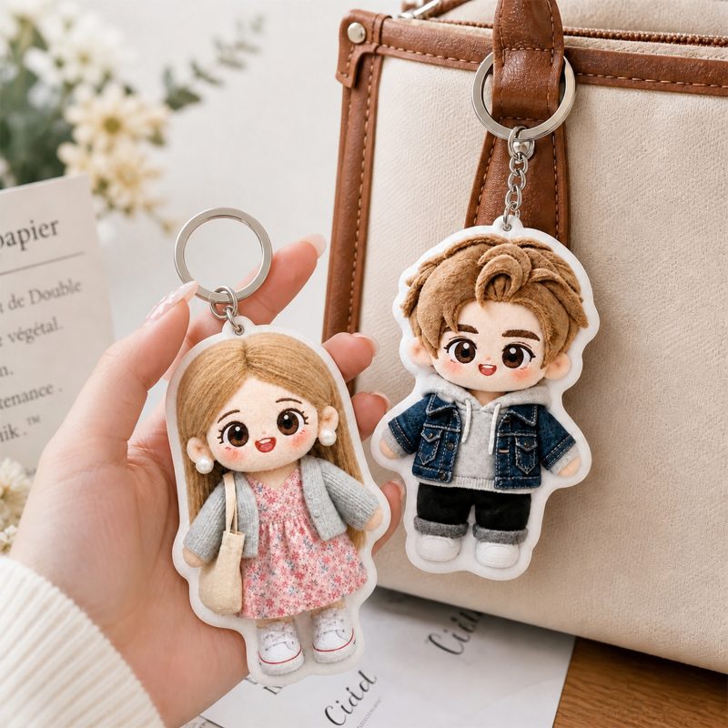 Custom Mini Me Keychain Doll Gift For Birthday Valentines Day Personalized Photo Cotton Doll Keyring For Her Him 9