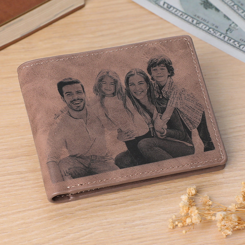 Personalized Photo Wallets Custom Text Mens Wallet With Picture Father's Day Gifts For Men