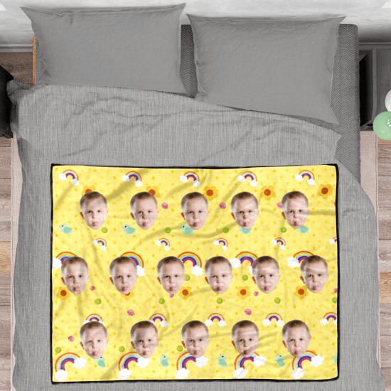 Personalised Baby Gifts Photo Blanket Gift For Kids- Yellow