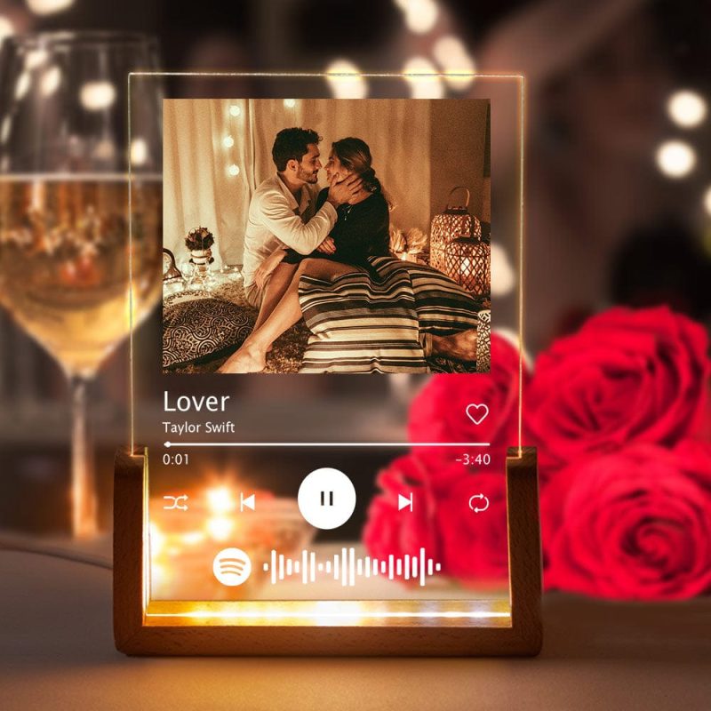 Personalized Valentines Gifts Photo Song Plaque Custom Spotify Plaque Night Light