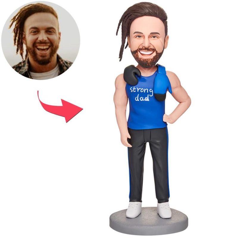 Father’s Day Bobblehead Custom Bobblehead with Engraved Text Father’s Day Gifts – Strong Dad