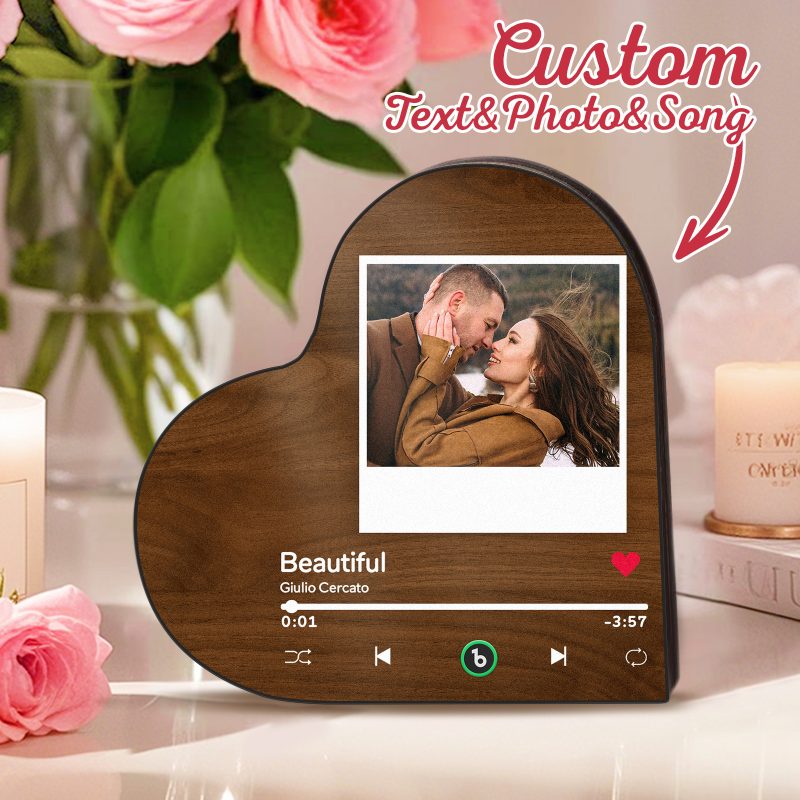 Custom Heart Music Box Fridge Magnet with Photo Frame – Unique Couples Keepsake