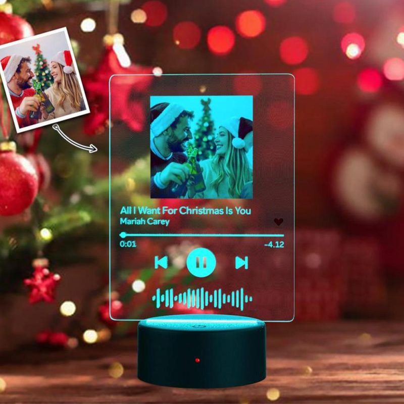 Custom Photo Music Plaque Lamp Christmas Gifts for Family – 7 Colors
