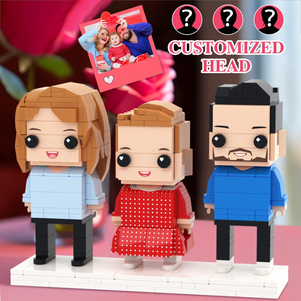 Valentine's Day Family Customizable 3 People Custom Brick Figures Small Particle Block