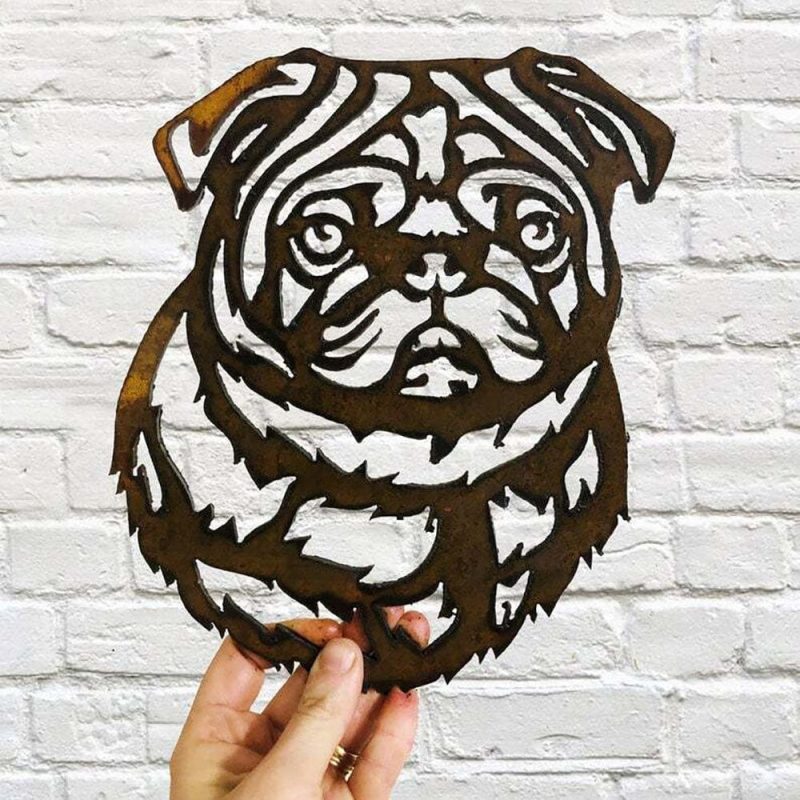 Dog Metal Wall Art Hanging Home Decor Puppy Pet Pug dog
