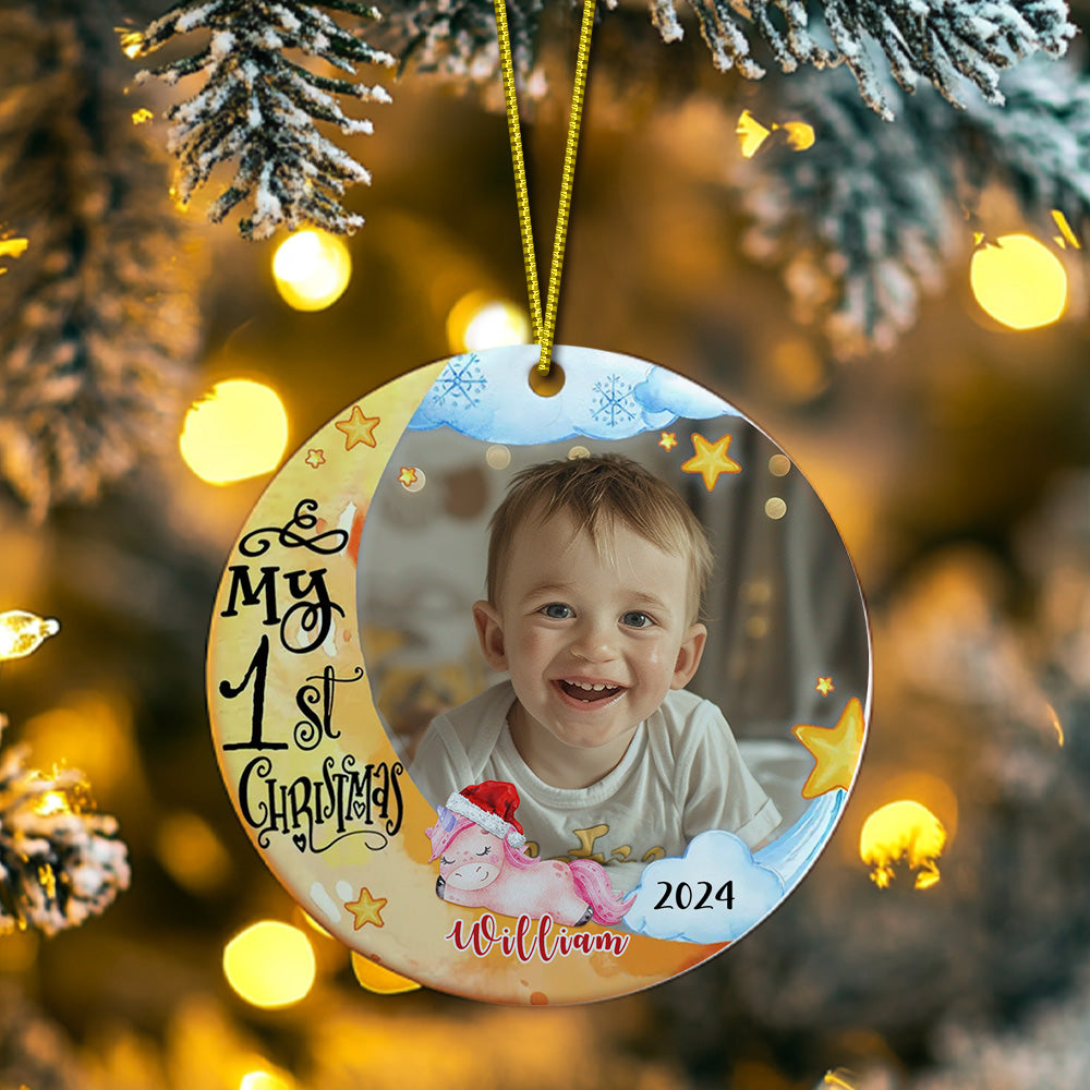 Personalized Baby's First Christmas Ornament with Photo Unicorn Christmas Ornament Gift for Kids - Image 2