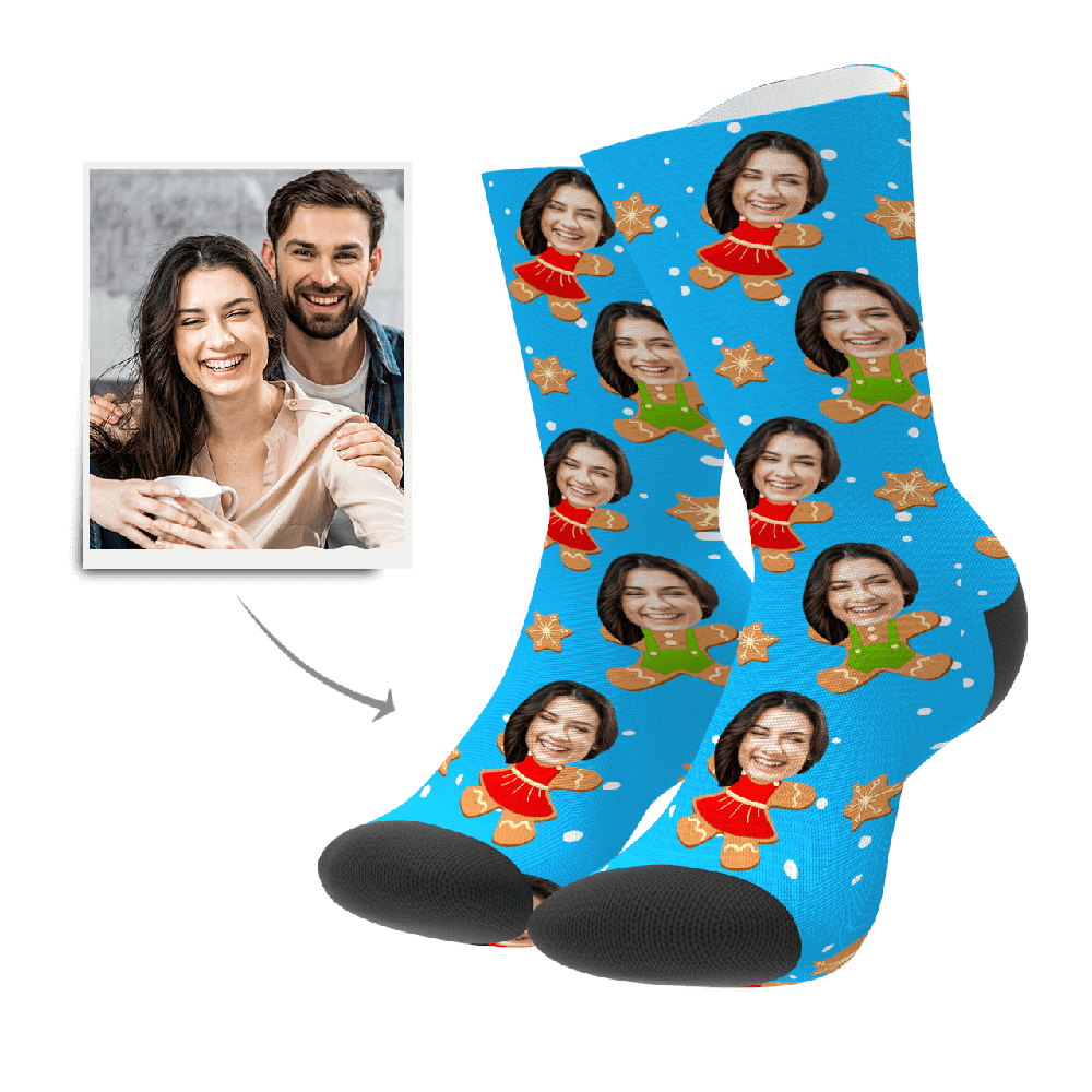 Thanksgiving Day Gift Custom Photo Socks Christmas Gift- Gingerbread