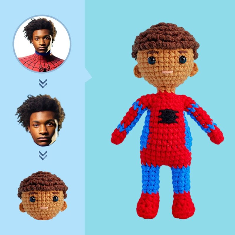 Custom Face Crochet Doll Personalized Gifts Handwoven Mini Dolls – Spiderman