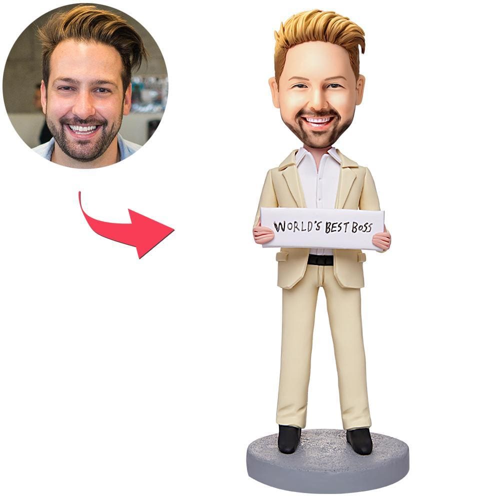 Personalized World's Best Boss Businessman Bobbleheads With Engraved Text - Image 2