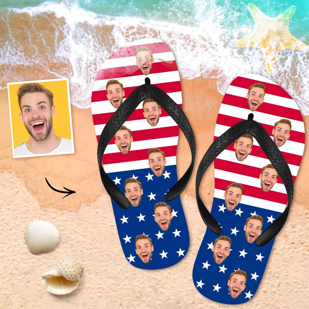 Custom American Flip Flops Personalized Flip Flops Summer Beach Slide Sandals