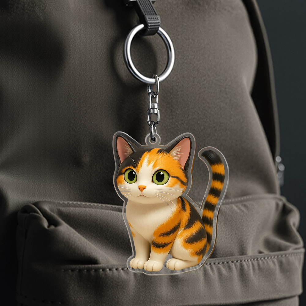 Custom Cartoon Cat Keychain Personalized Acrylic Cartoon Keychain Photo Bag Charm Unique Keepsake Gift For Pet OwnerUS