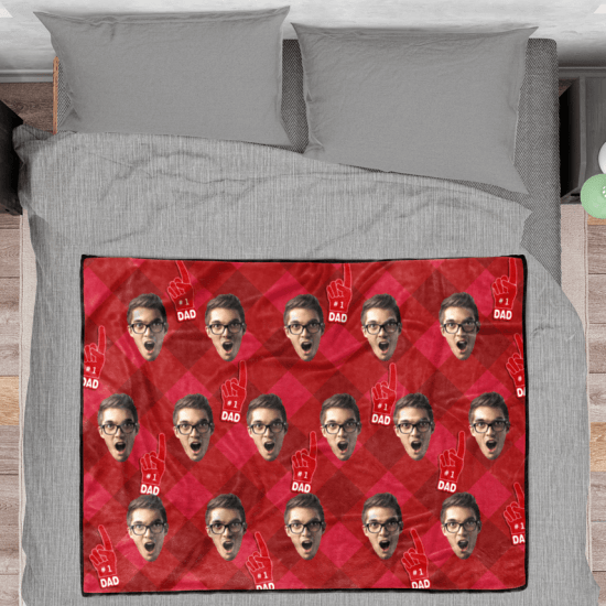 Face Blanket Custom Blanket Father’s Day Gift – “NO.1 Dad”