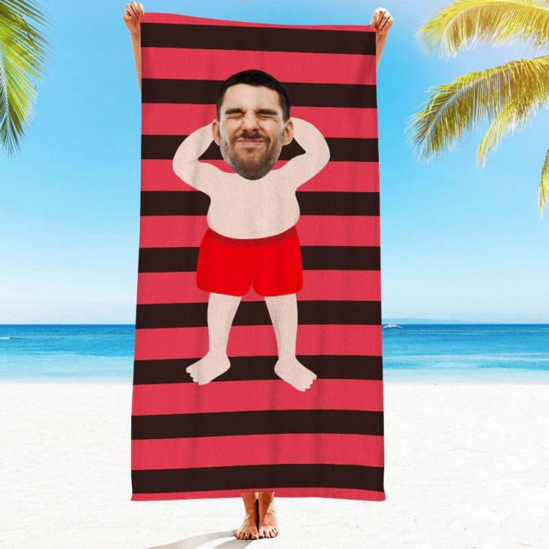 Custom Face Beach Towel Personalized Plus Size Man Beach Towel Funny Gift for Summer